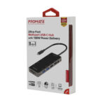 Hub USB-C multiport ultra-rapide transparent 8 en 1 avec alimentation de 100 W