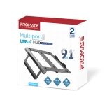 Support Ordinateur Promate PrimeBase-C avec hub USB-C multiport 9-en-1 ; HDMI 4K, ports USB 3.0, port Ethernet, emplacements pour cartes SD/MicroSD