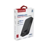 Power Bank Promate Torq-20 Noir, Chargeur portable ultra-mince universel 20000mAh