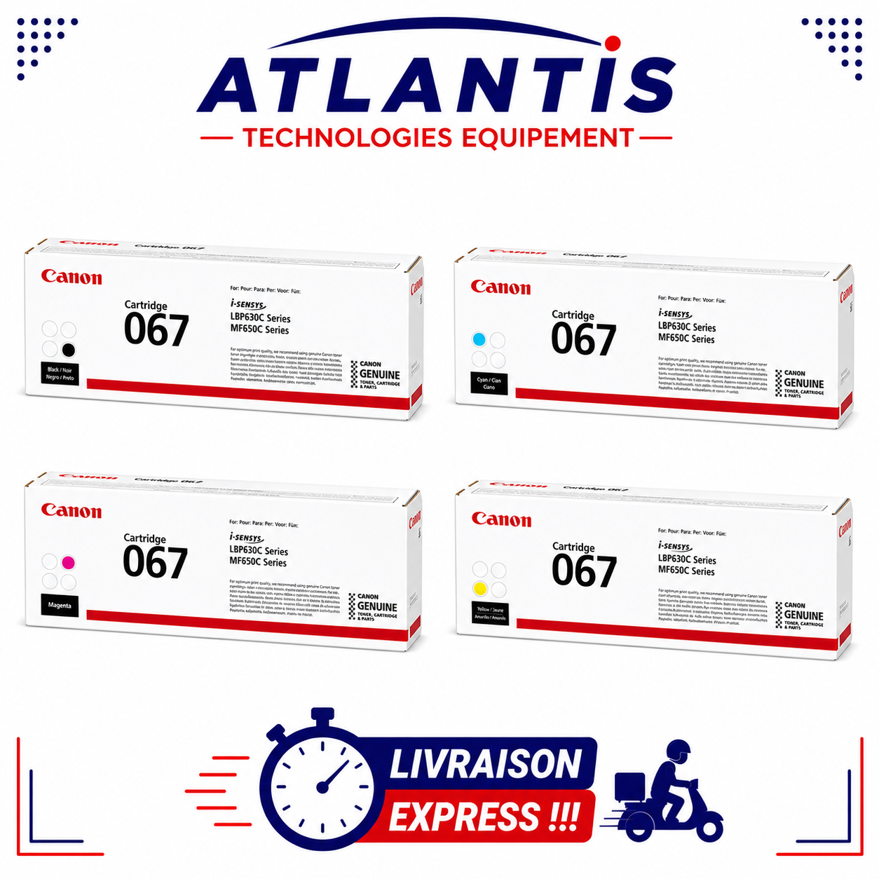 Cartouche Toner Canon 067 Noir/Bleu/Jaune/Rouge – Image 2