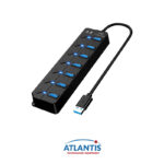 Multiprise USB 3.0 avec 7 ports avec indicateur LED et interrupteurs individuels