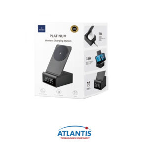 Station de Chargeur sans fil 3 en 1 WIWU Wi-W011 Platinum 15 W avec horloge