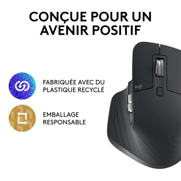 Souris sans fil Logitech MX Master 3S (Graphite (RF + Bluetooth) - droitier - – Image 2