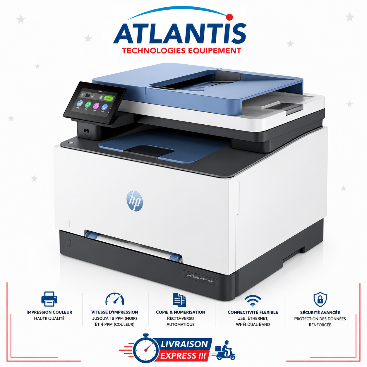 Imprimante HP LaserJet Pro 3303fdw Multifonction Laser Couleur