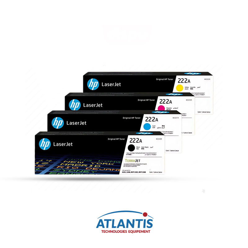 Cartouche de Toner HP 222A authentique W2220A / Noir/Bleu/Jaune/Rouge