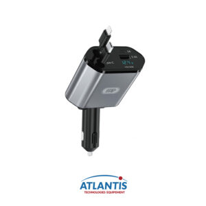 Chargeur Voiture, 120W 4 en 1 rétractableChargeur USB C , Prise Cigare USB C et Câble Extensible 90 cm
